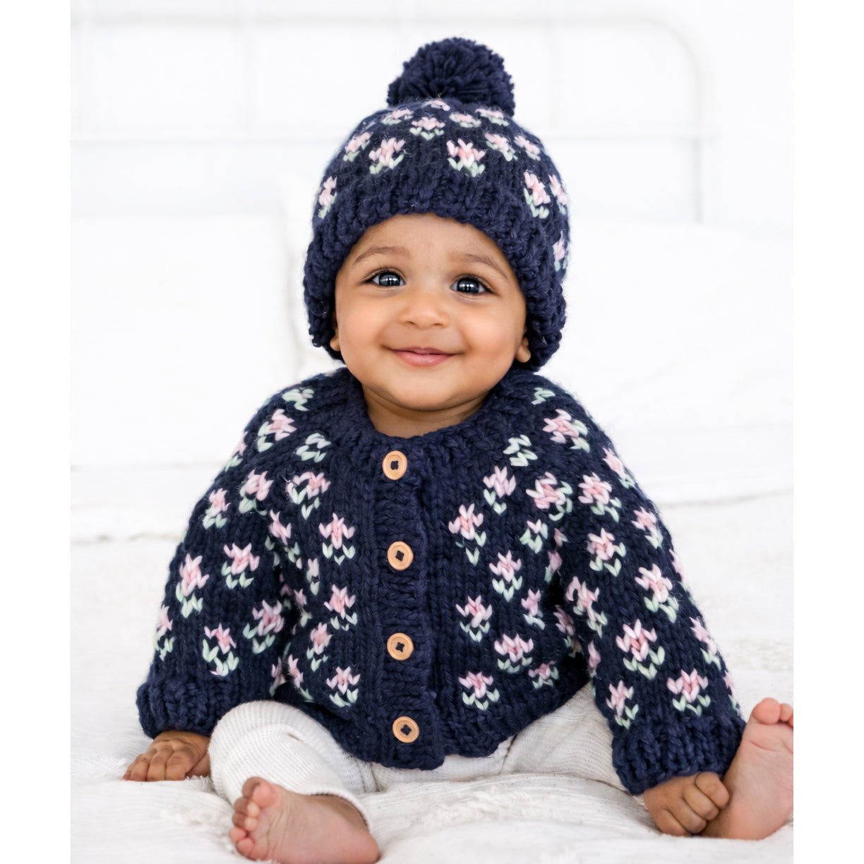 Bitty Blooms Indigo Cardigan Sweater for Baby & Toddler - Sweaters