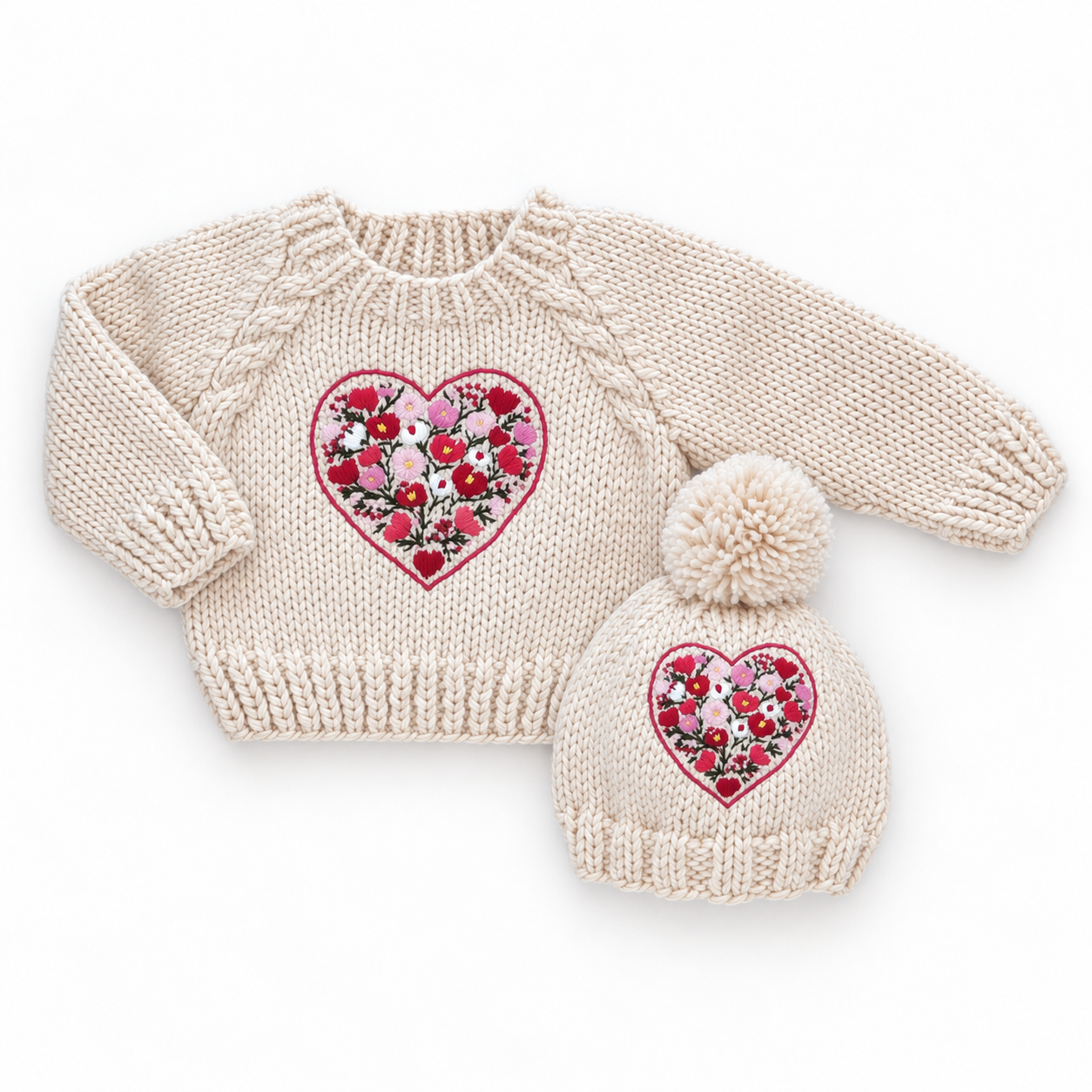 Bright Embroidered Heart Sweater for Baby & Kids