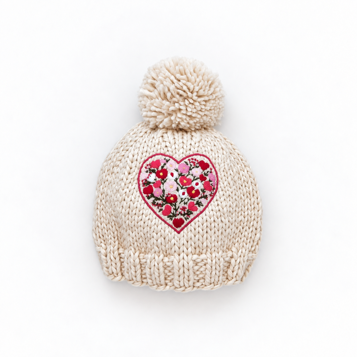 Bright Embroidered Heart Beanie Hat for Baby & Kids