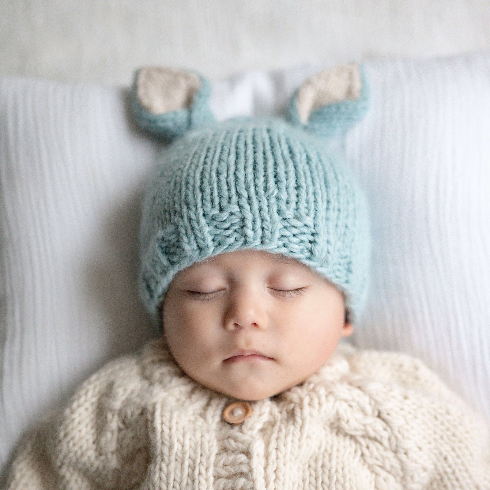 Bunny Ears Blue Beanie Hat - Beanie Hats
