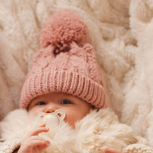 Rosy Pink Cable Beanie Hat for Baby & Kids