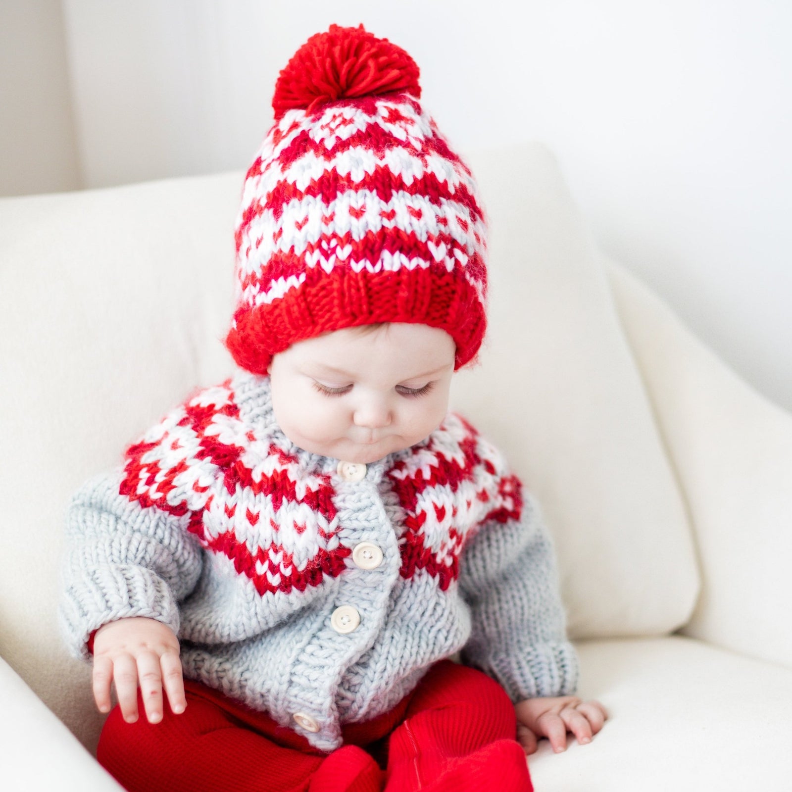 Fairisle Red Cardigan Sweater for Baby & Toddler due July - Sweaters