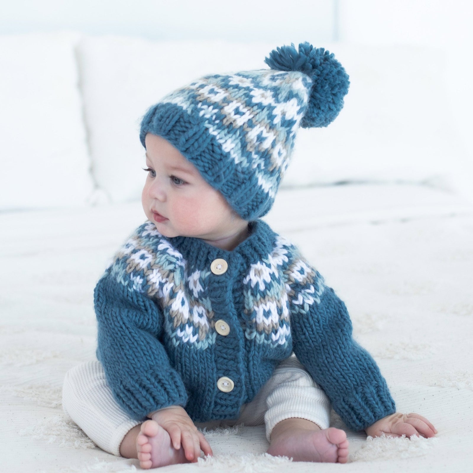 Fairisle Slate Cardigan Sweater for Baby & Toddler due July - Sweaters