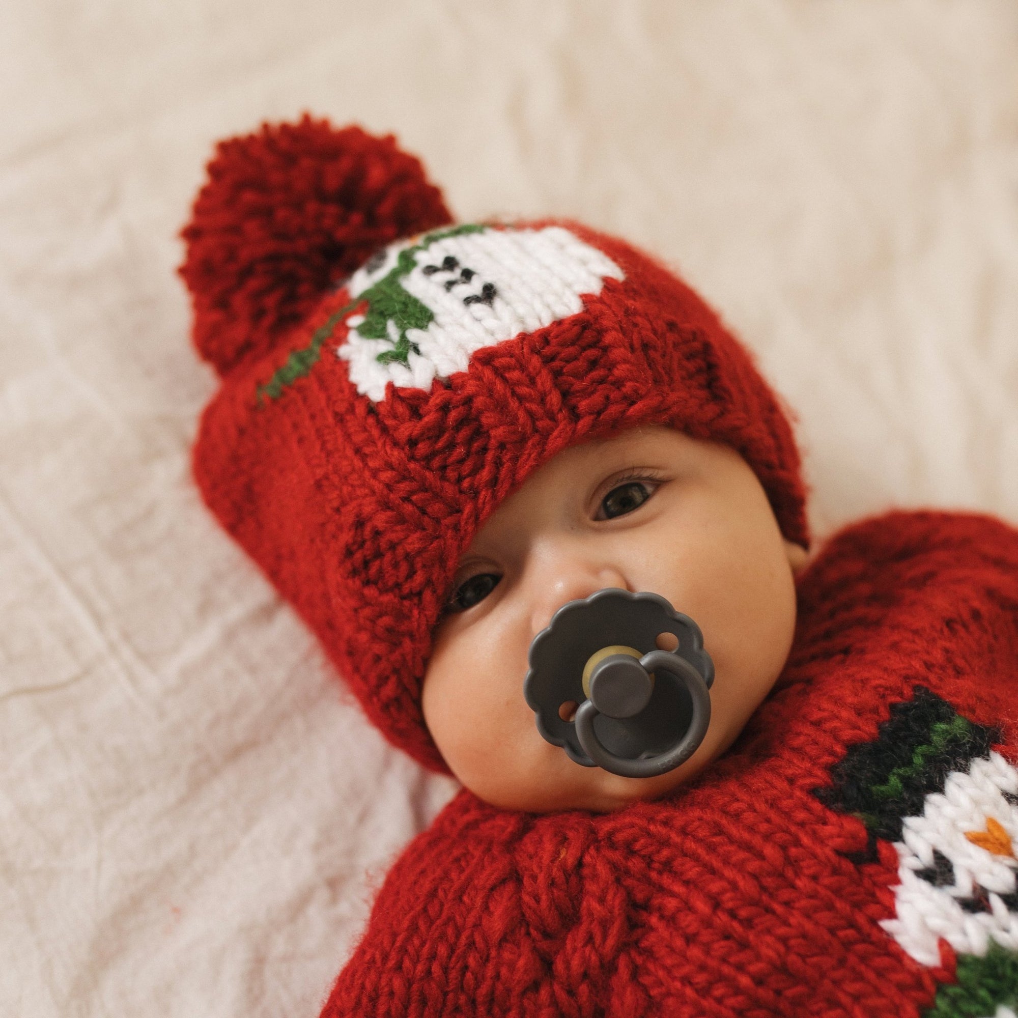 Frosty Snowman Ruby Red Beanie Hat for Baby & Kids - Beanie Hats