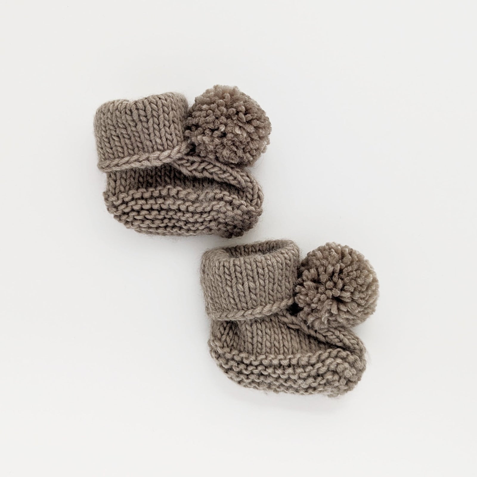 Garter Stitch Baby Booties Pebble with Pom Poms due July - Booties