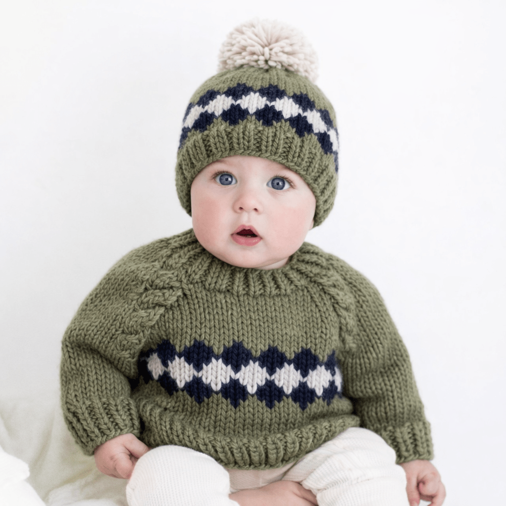 Geo Mossy Green Beanie Hat for Baby & Kids - Beanie Hats