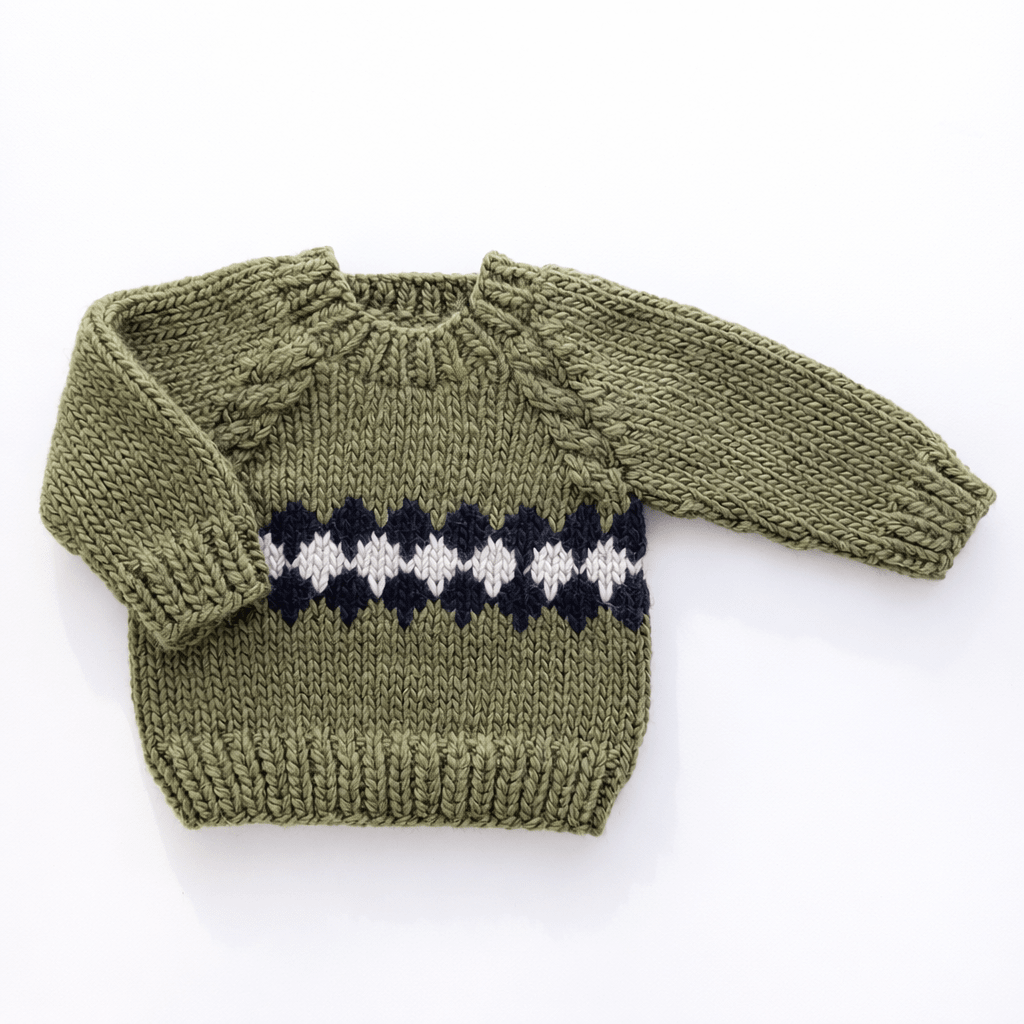 Geo Sweater Mossy Green for Baby & Toddler - Sweaters