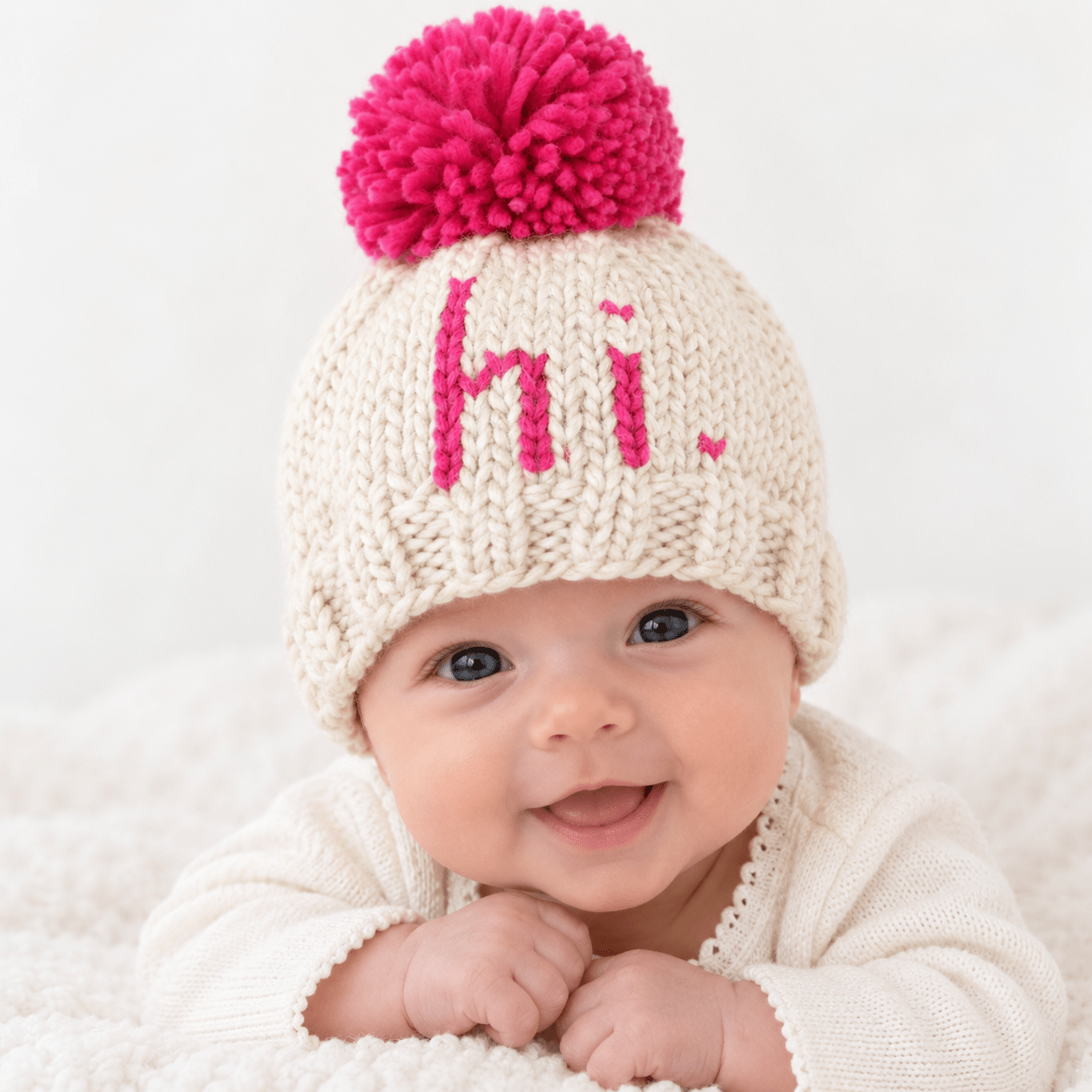 hi. Neon Pink Hand Knit Beanie Hat - Beanie Hats