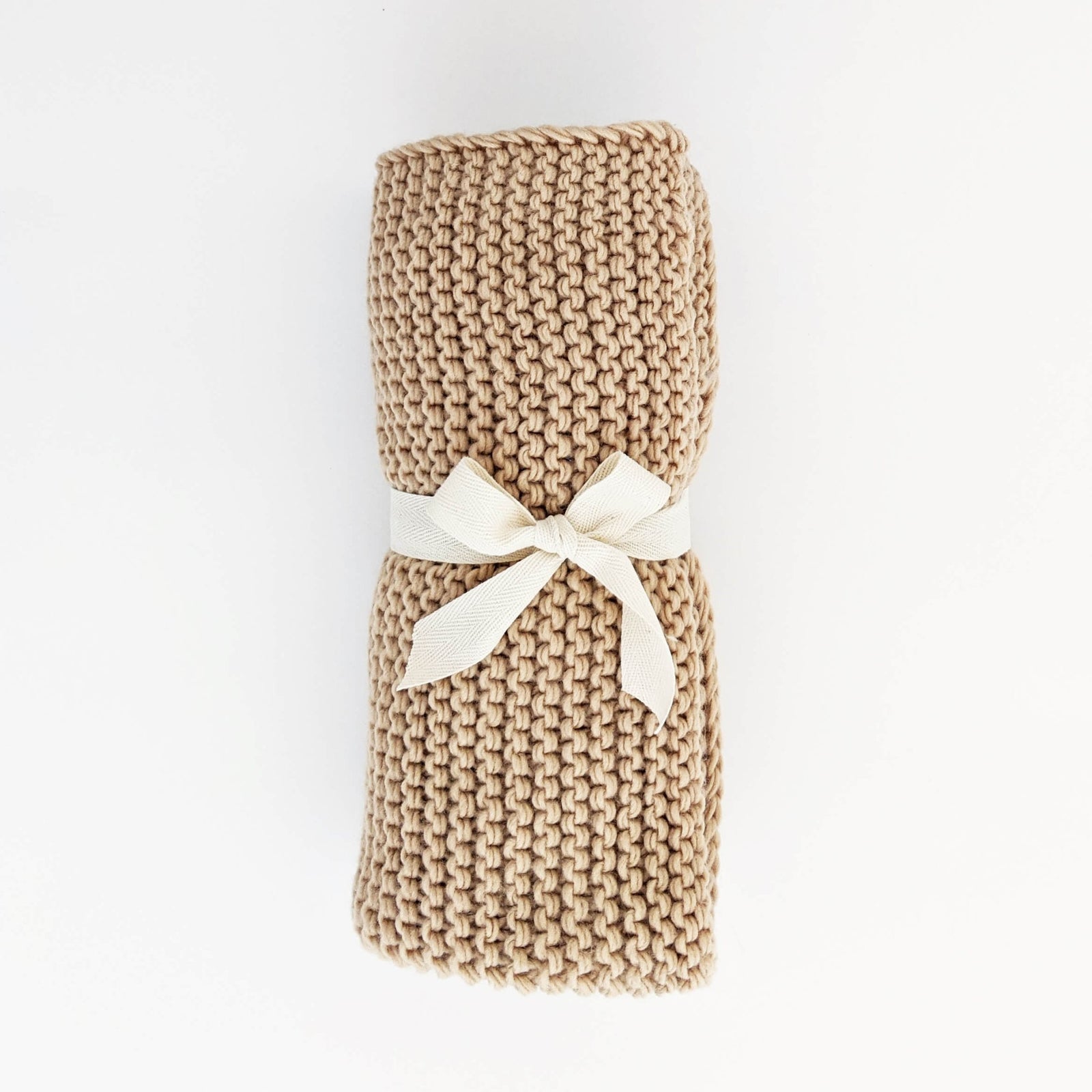 Latte Garter Stitch Knit Blanket for Babies - Blanket