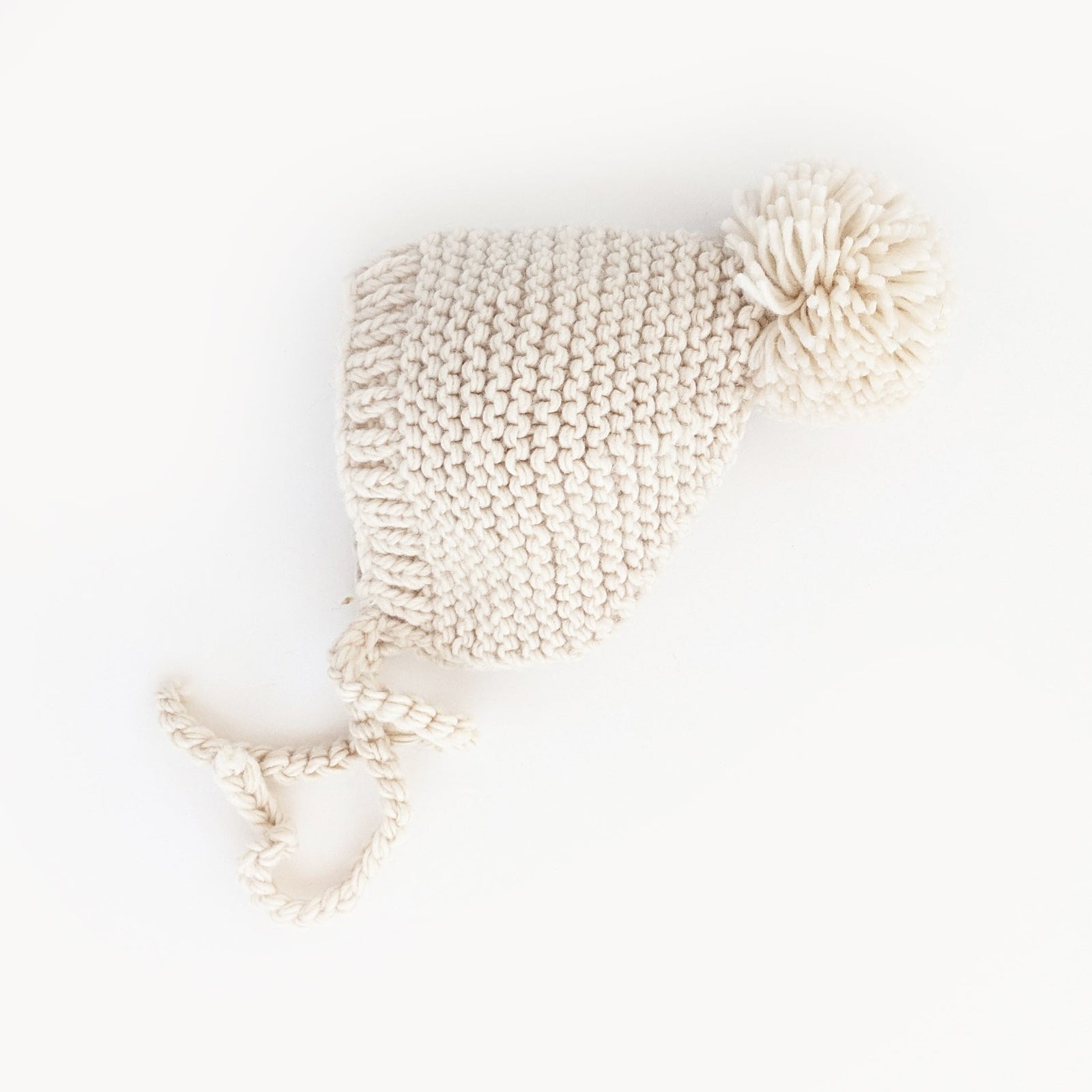 Natural Garter Stitch Knit Bonnet - Beanie Hats