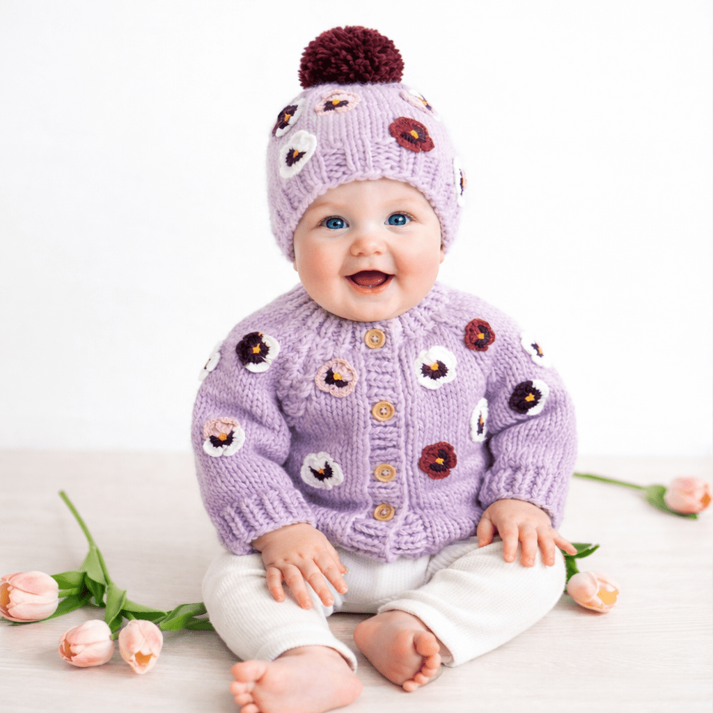 Pansy Lilac Beanie Hat for Baby & Kids - Beanie Hats