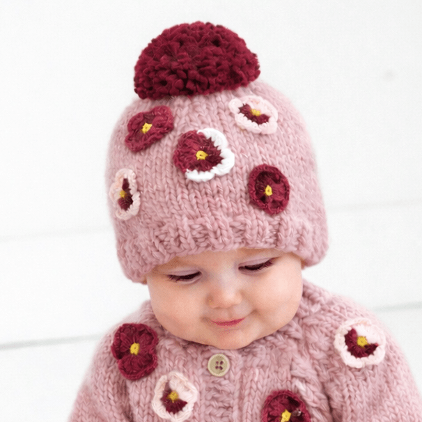 Pansy Rosy Beanie Hat for Baby & Kids - Beanie Hats