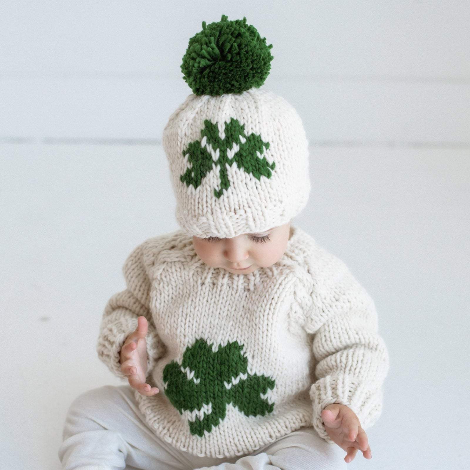 Shamrock St. Patrick's Day Hand Knit Beanie Hat - Beanie Hats