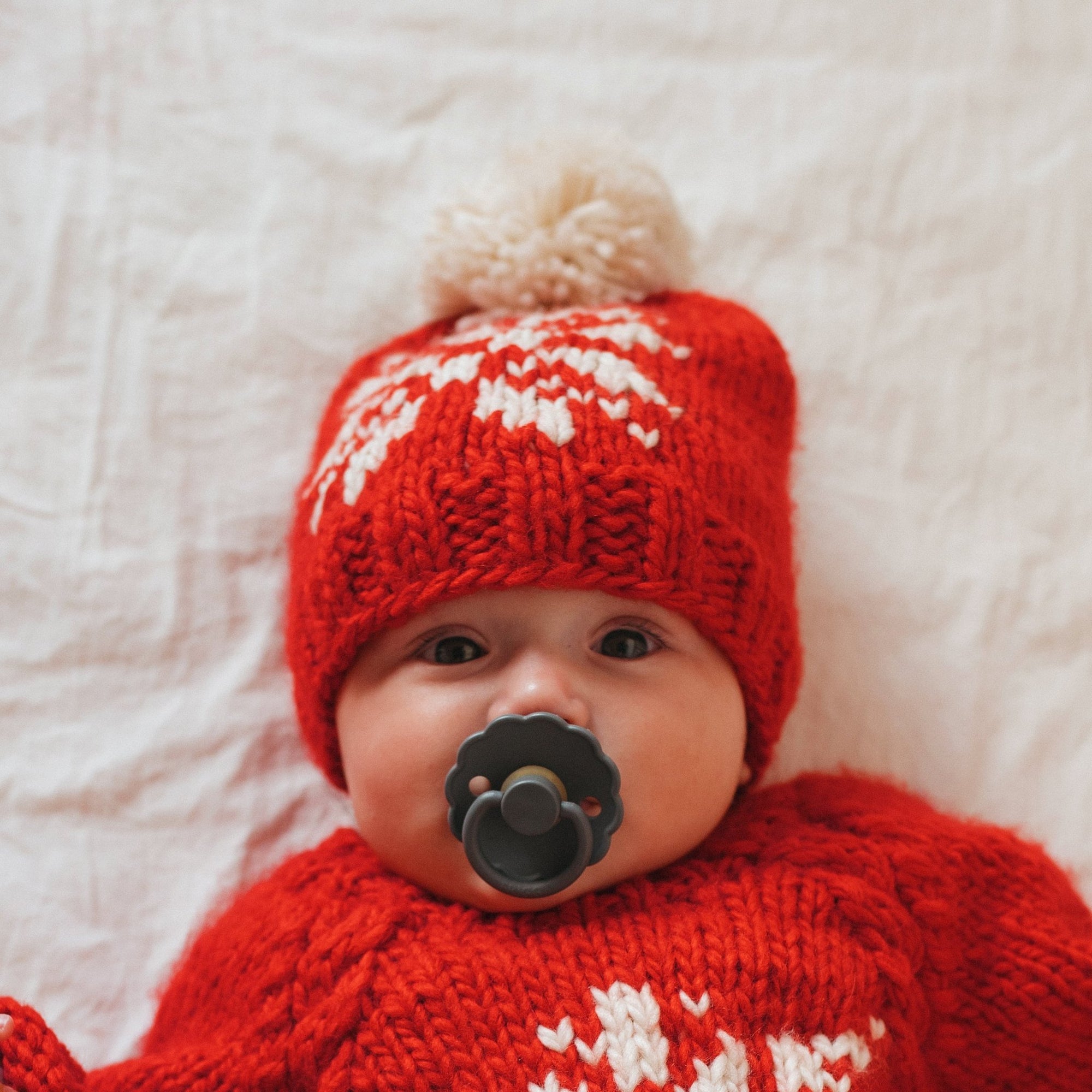 Snowflake Red Beanie Hat for Baby & Kids - Beanie Hats