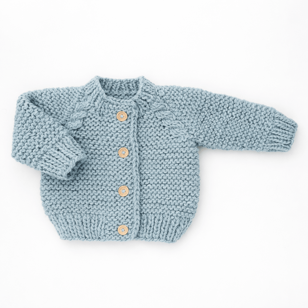 Surf Blue Garter Stitch Cardigan Sweater - Sweaters
