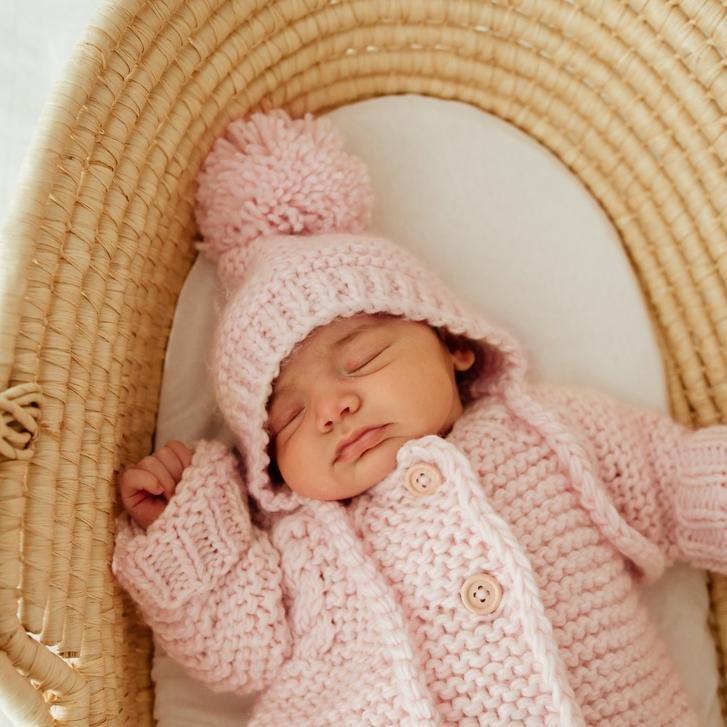 Blush Garter Stitch Knit Bonnet - Beanie Hats