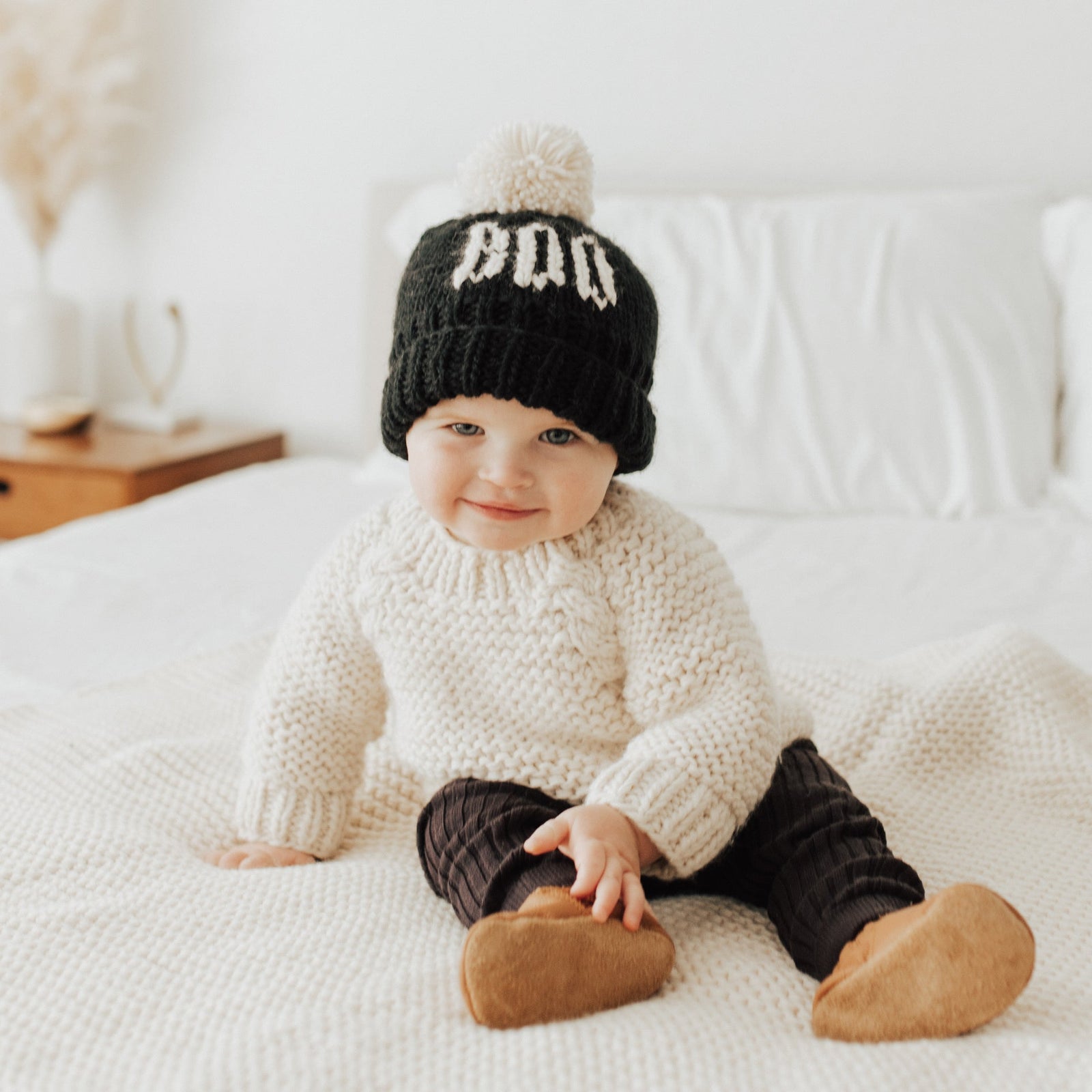 BOO Black Hand Knit Beanie Hat - Beanie Hats