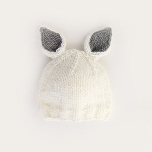 Bunny Ears White with Grey Beanie Hat Ships 1/1-1/30 - Beanie Hats