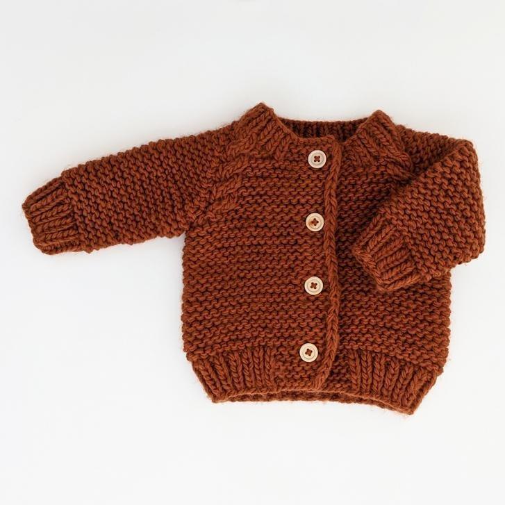 Chili Garter Stitch Cardigan Sweater - Sweaters