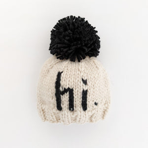 hi. Black Hand Knit Beanie Hat - Beanie Hats