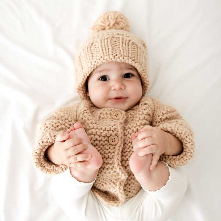 Latte Garter Stitch Cardigan Sweater for Babies and Toddlers - Sweaters