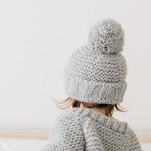 Light Grey Garter Stitch Beanie Hat for Babies and Toddlers - Beanie Hats