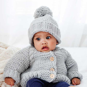Light Grey Garter Stitch Cardigan Sweater for Babies and Toddlers - Sweaters