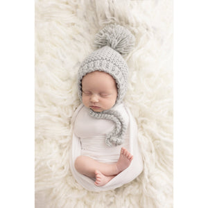 Light Grey Garter Stitch Knit Bonnet for Babies and Toddlers - Beanie Hats