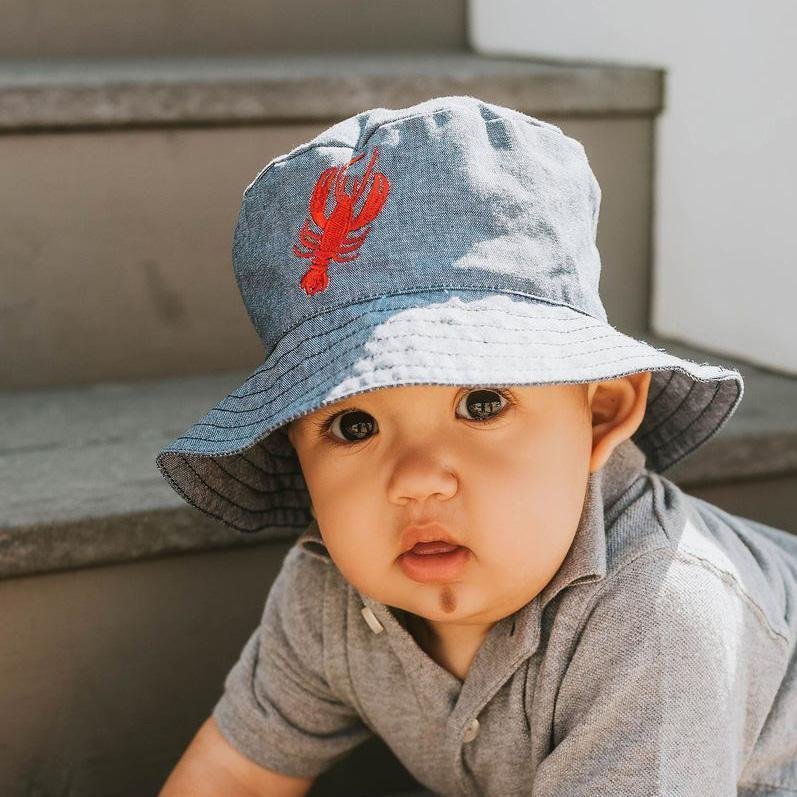 Lobster UPF 25+ Chambray Bucket Hat for Babies and Toddlers - Sunhat
