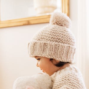 Natural Garter Stitch Beanie Hat for Babies and Toddlers - Beanie Hats