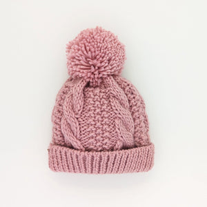 Rosy Pink Cable Beanie Hat for Baby & Kids - Beanie Hats