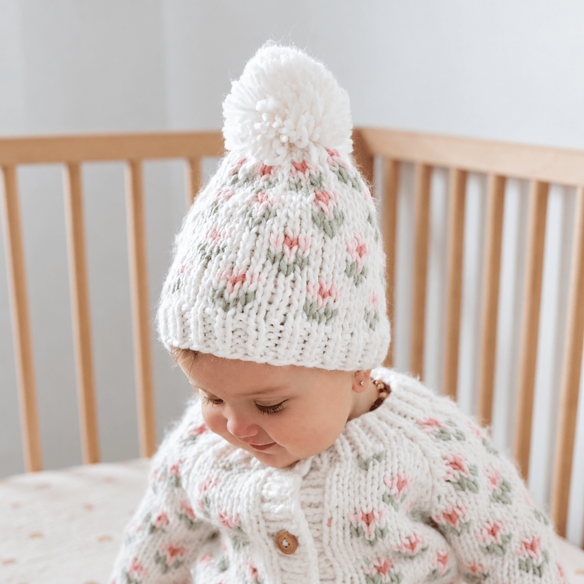 Bitty Blooms White Beanie Hat - Beanie Hats