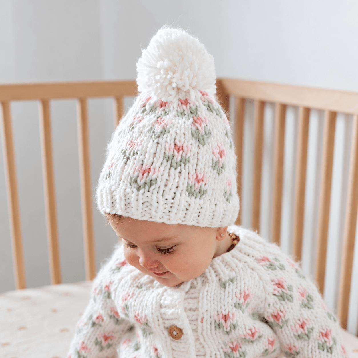 Bitty Blooms White Beanie Hat - Beanie Hats
