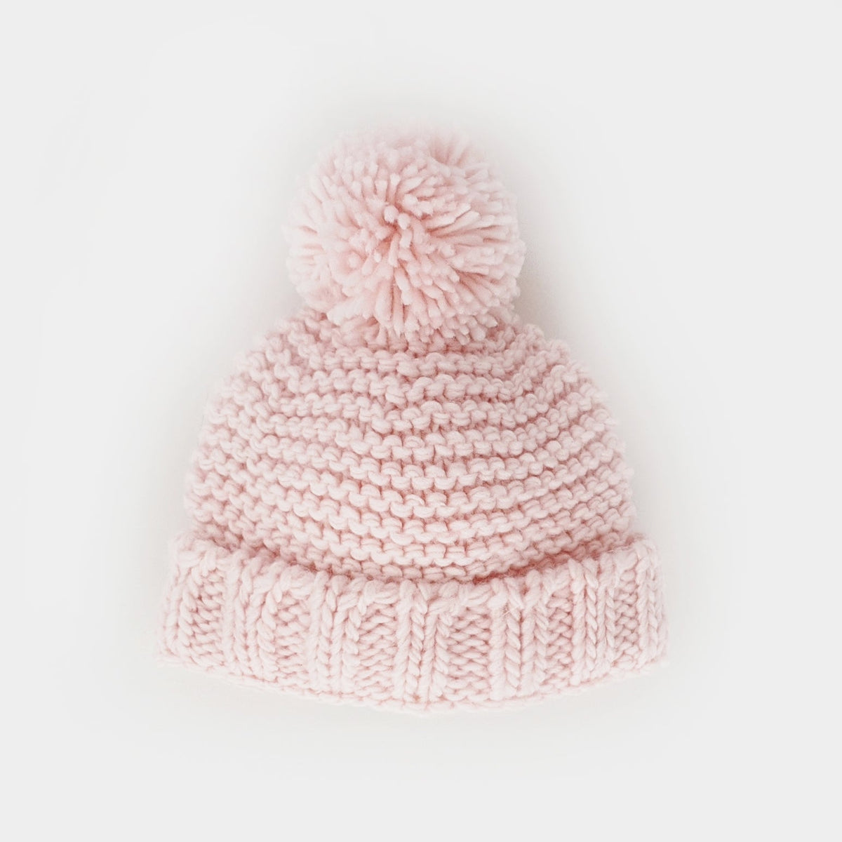 Blush Pink Garter Stitch Beanie Hat - Beanie Hats