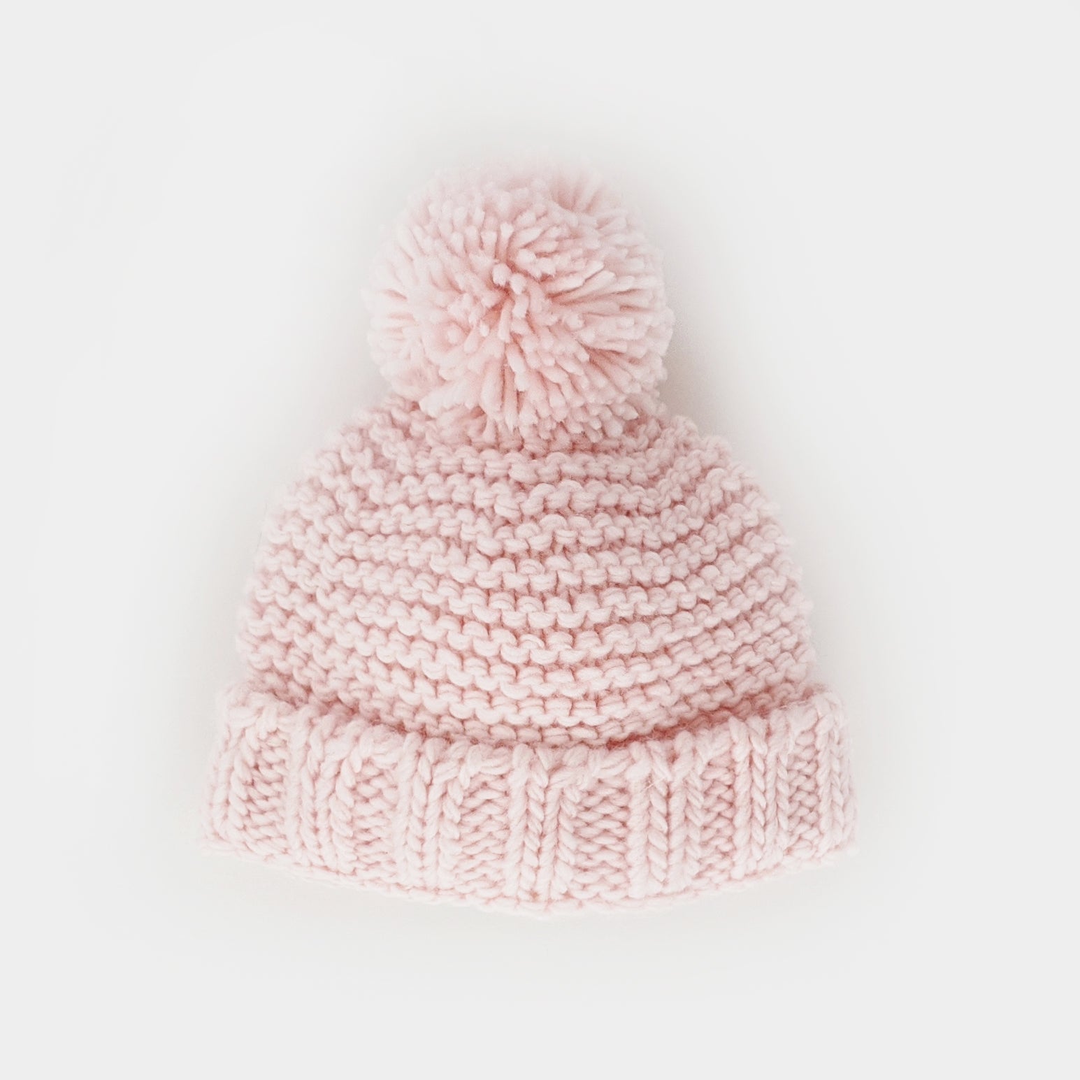 Blush Pink Garter Stitch Beanie Hat - Beanie Hats