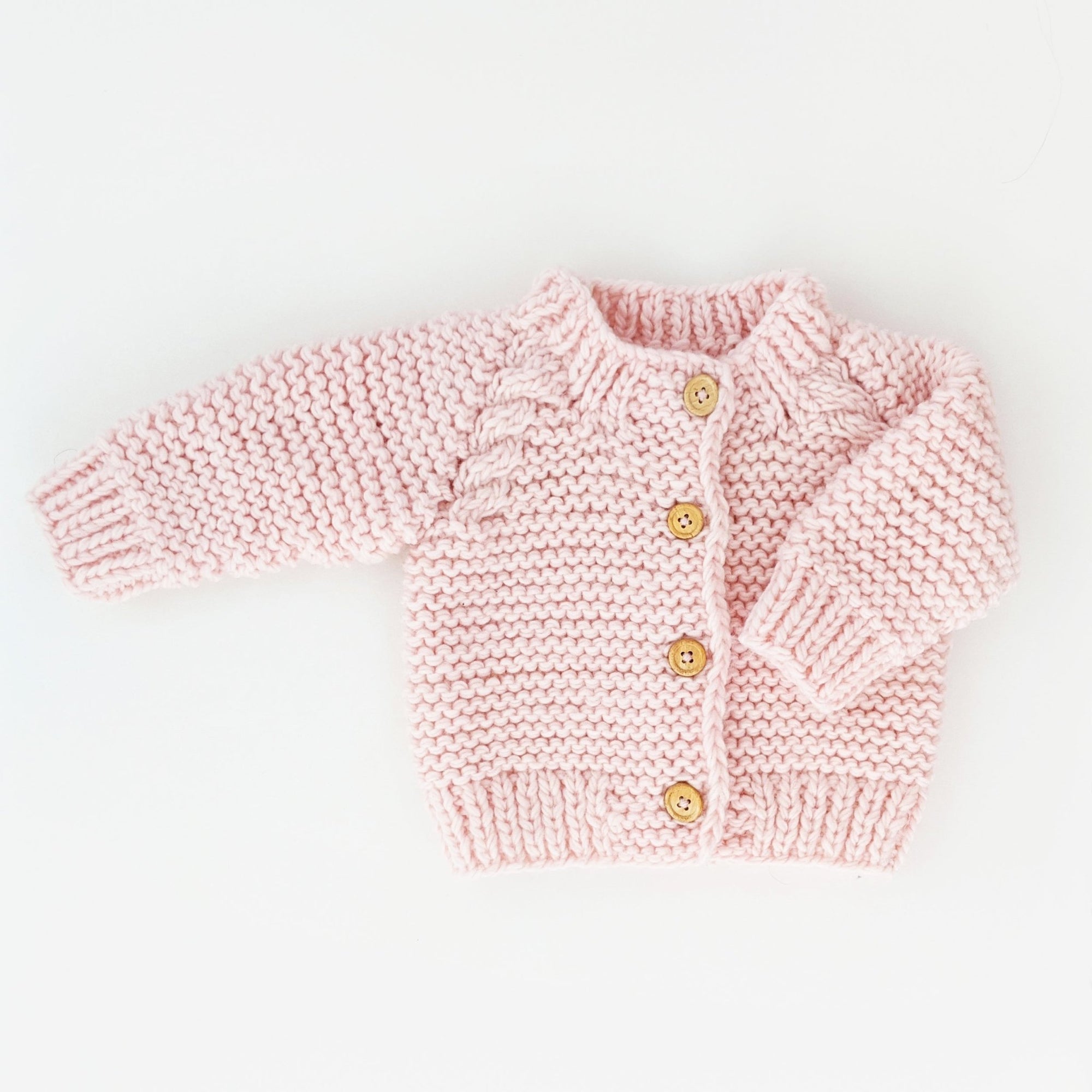 Blush Pink Garter Stitch Cardigan Sweater - Sweaters