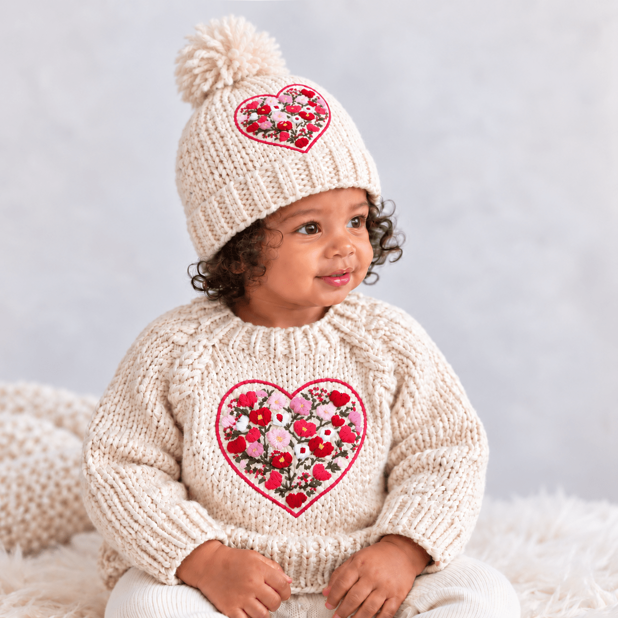 Bright Embroidered Heart Sweater for Baby & Kids - Sweaters