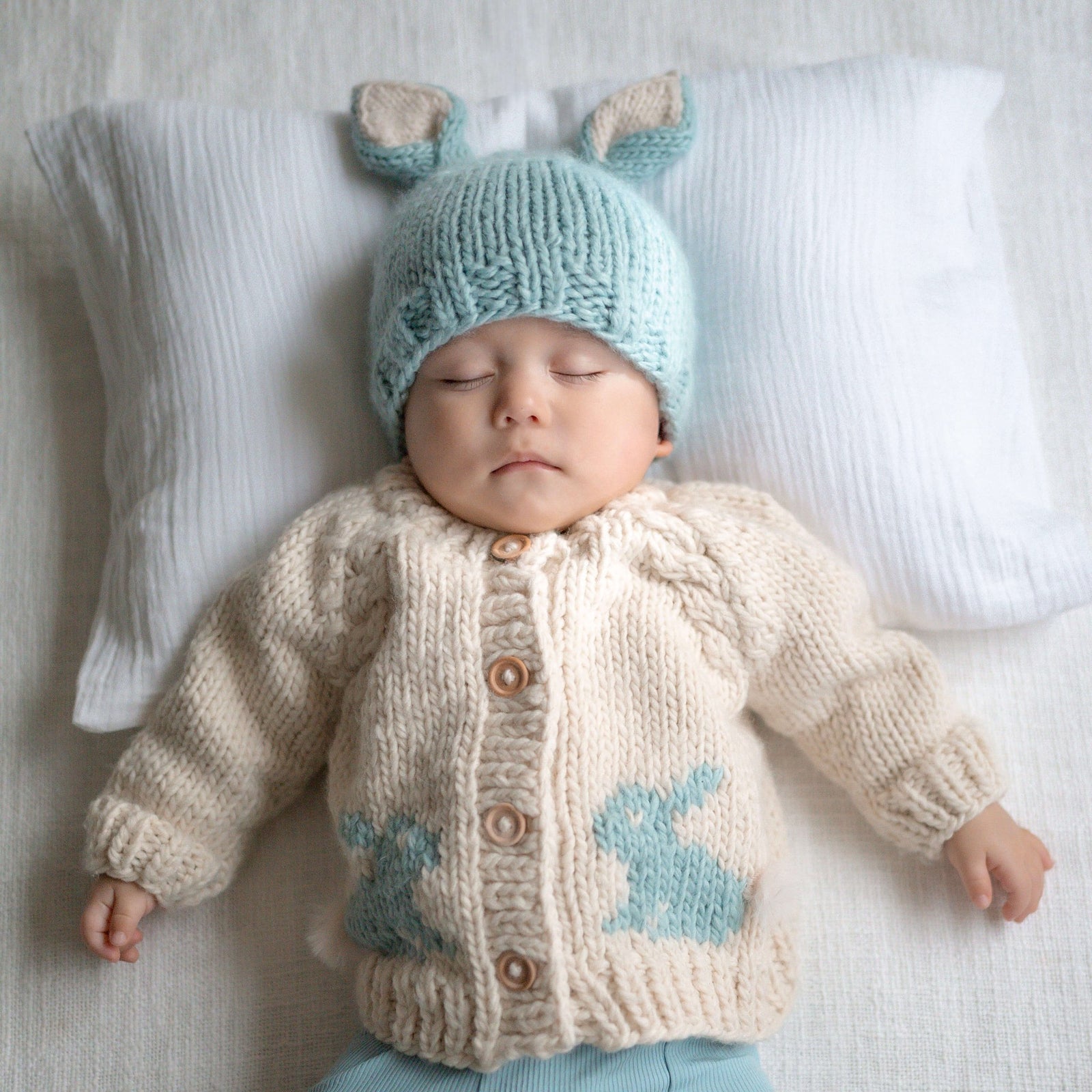 Bunny Cardigan Surf Blue for Baby & Toddler - Sweaters