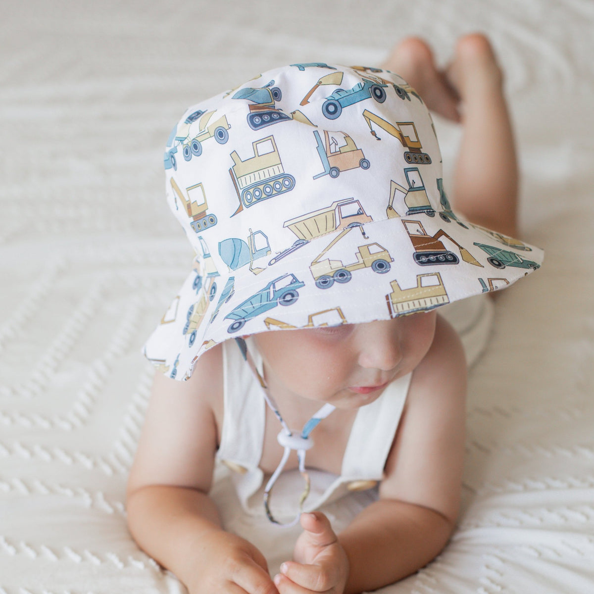 Construction Trucks Bucket Hat UPF 50+ with Adjustable Breakaway Strap - Sunhat