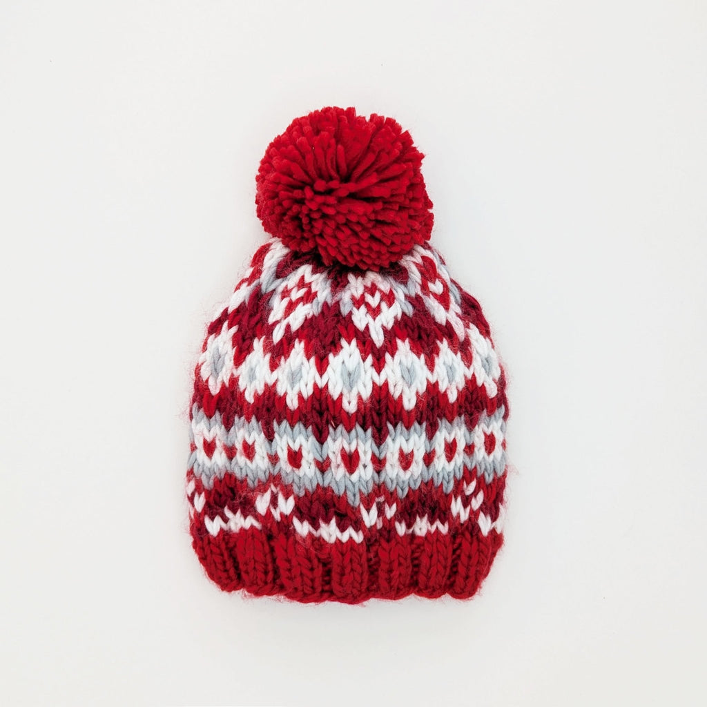 fairisle-red-beanie-hat-for-  display picture 2