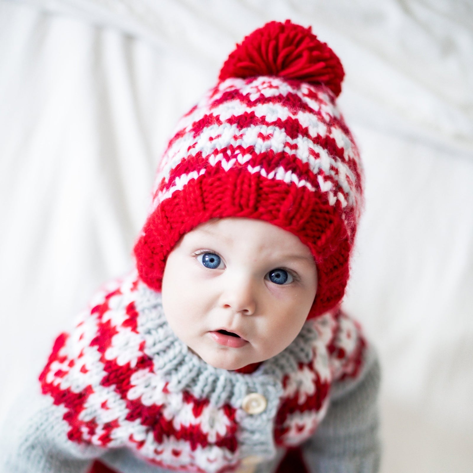 Fairisle Red Beanie Hat for Baby & Kids due July - Beanie Hats