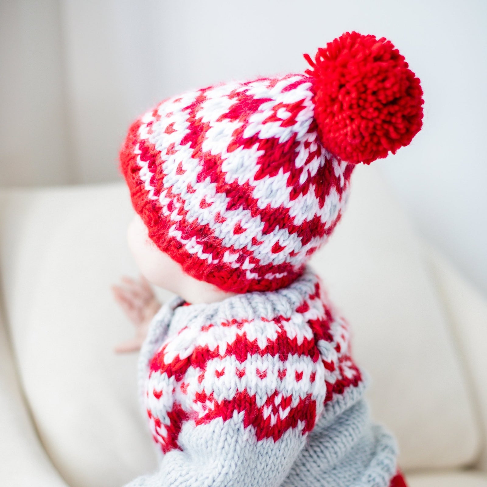 Fairisle Red Beanie Hat for Baby & Kids due July - Beanie Hats