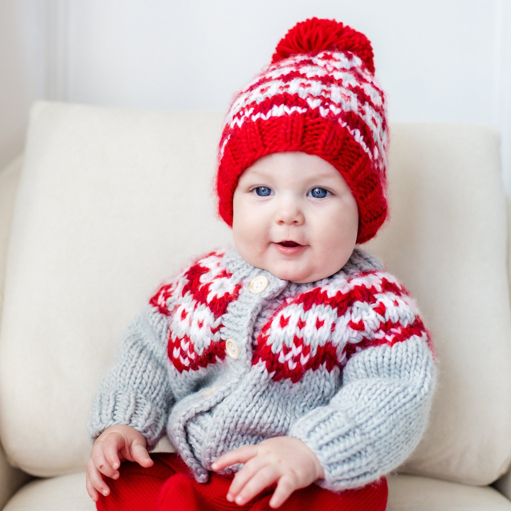 Fairisle Red Cardigan Sweater for Baby & Toddler due July - Sweaters