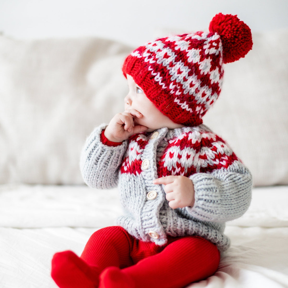 Fairisle Red Cardigan Sweater for Baby &amp; Toddler due July - Sweaters