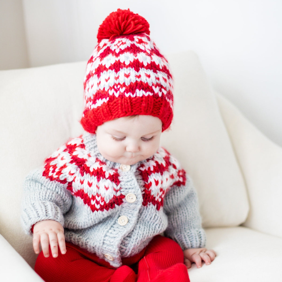 Fairisle Red Cardigan Sweater for Baby &amp; Toddler due July - Sweaters
