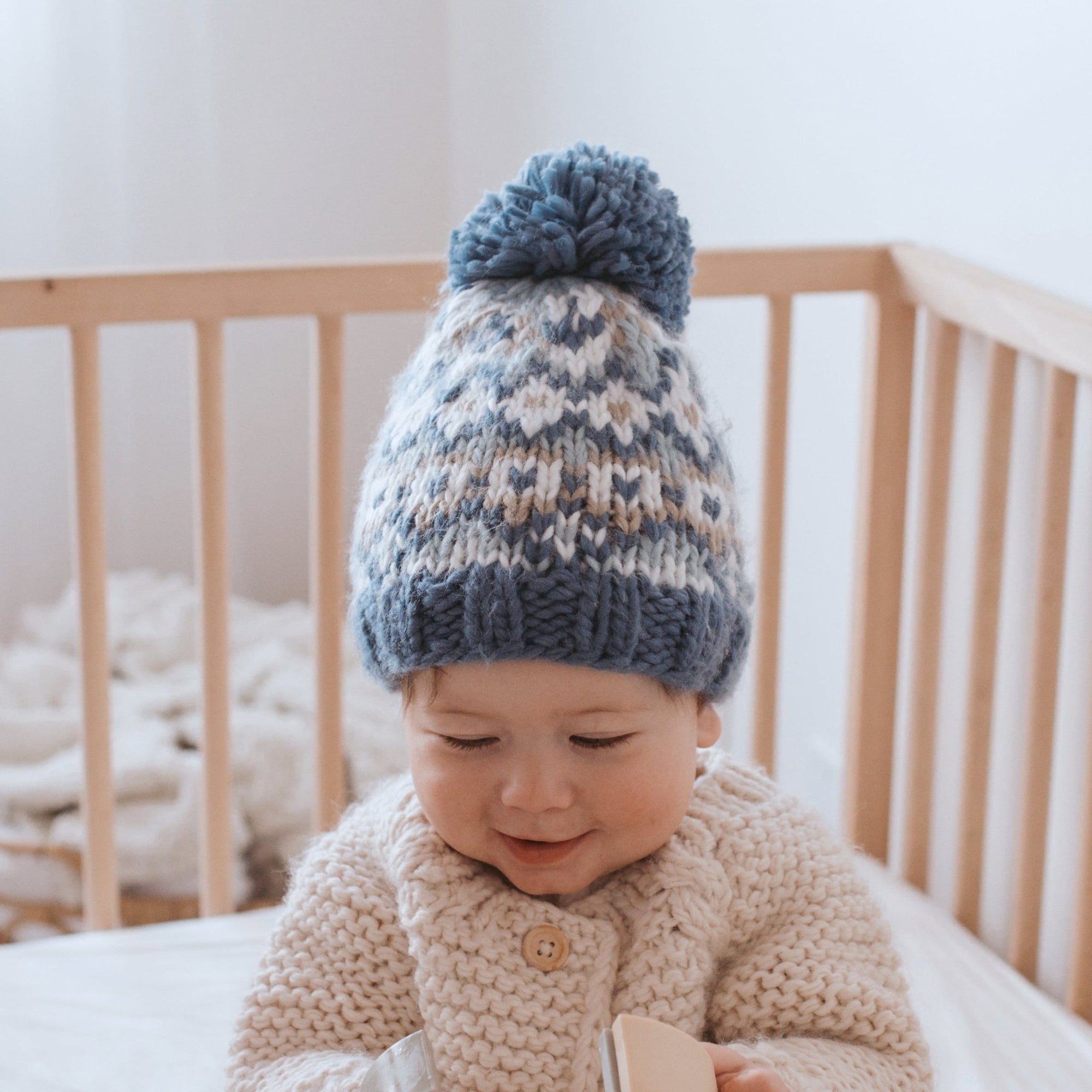 Fairisle Slate Beanie Hat - Beanie Hats