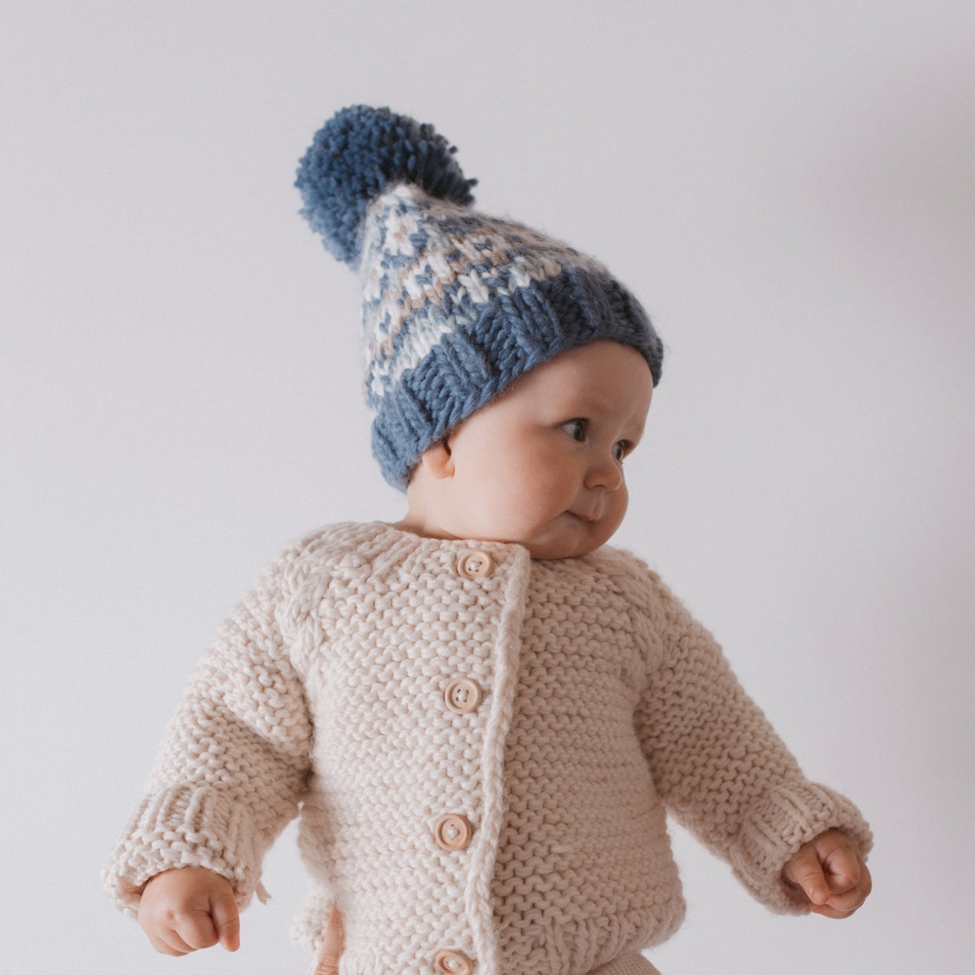 Fairisle Slate Beanie Hat - Beanie Hats