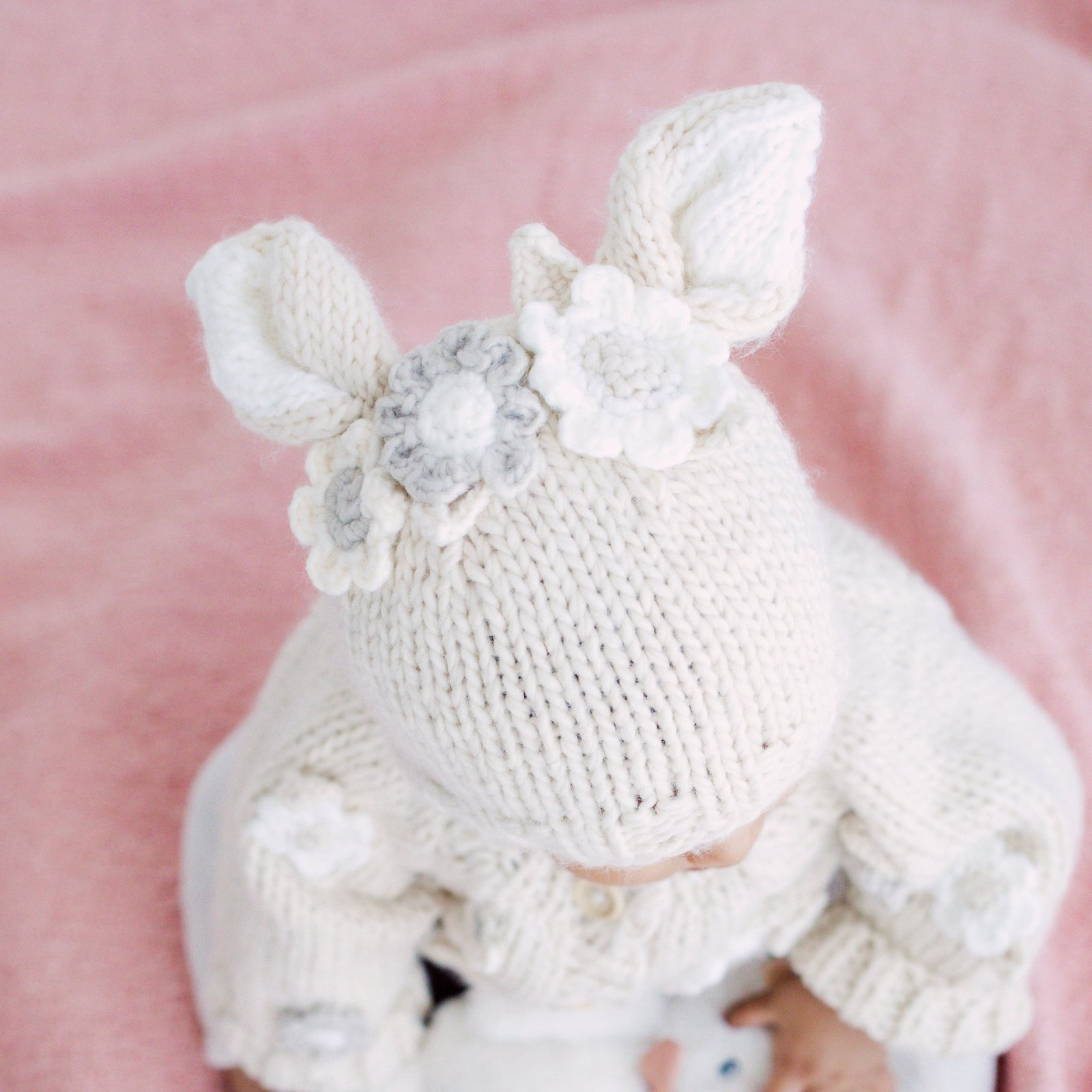 Flower Bunny Beanie Natural - Beanie Hats