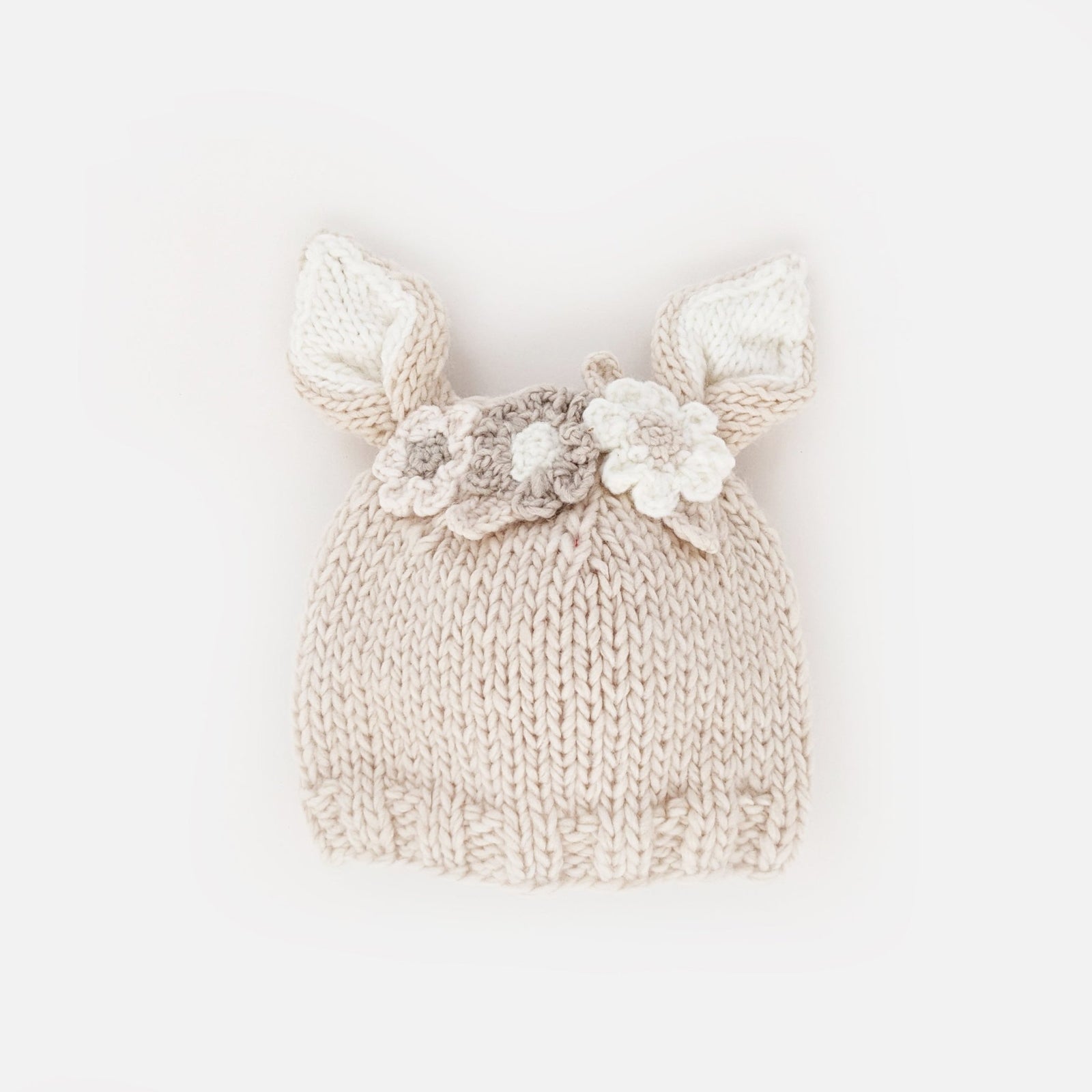 Flower Bunny Beanie Natural - Beanie Hats