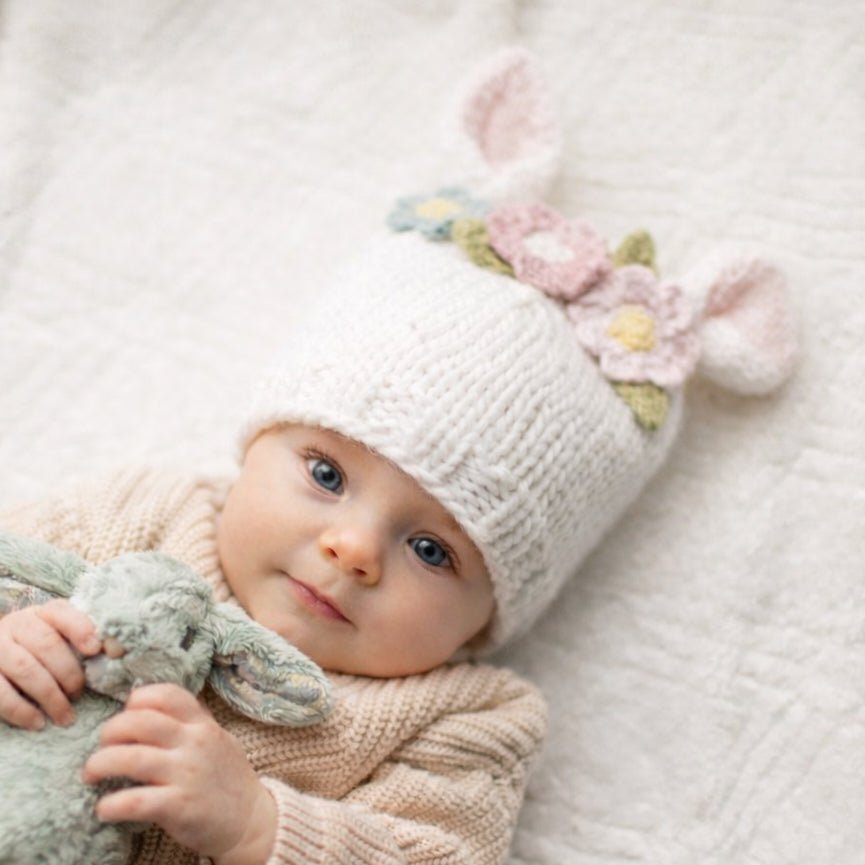 Flower Bunny Beanie White/Multi - Beanie Hats